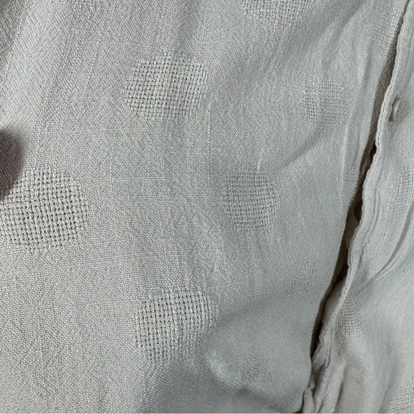 Common People Linen Blend Textured Polka Dot Button Up Shirt Size L Resort Wear - Picture 9 of 14